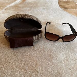 Coach Black and Brown Sunglasses with Patterned Case